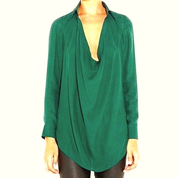 Haute Hippie Silk Tunic Longline Blouse Womens Sz Large - Picture 1 of 7